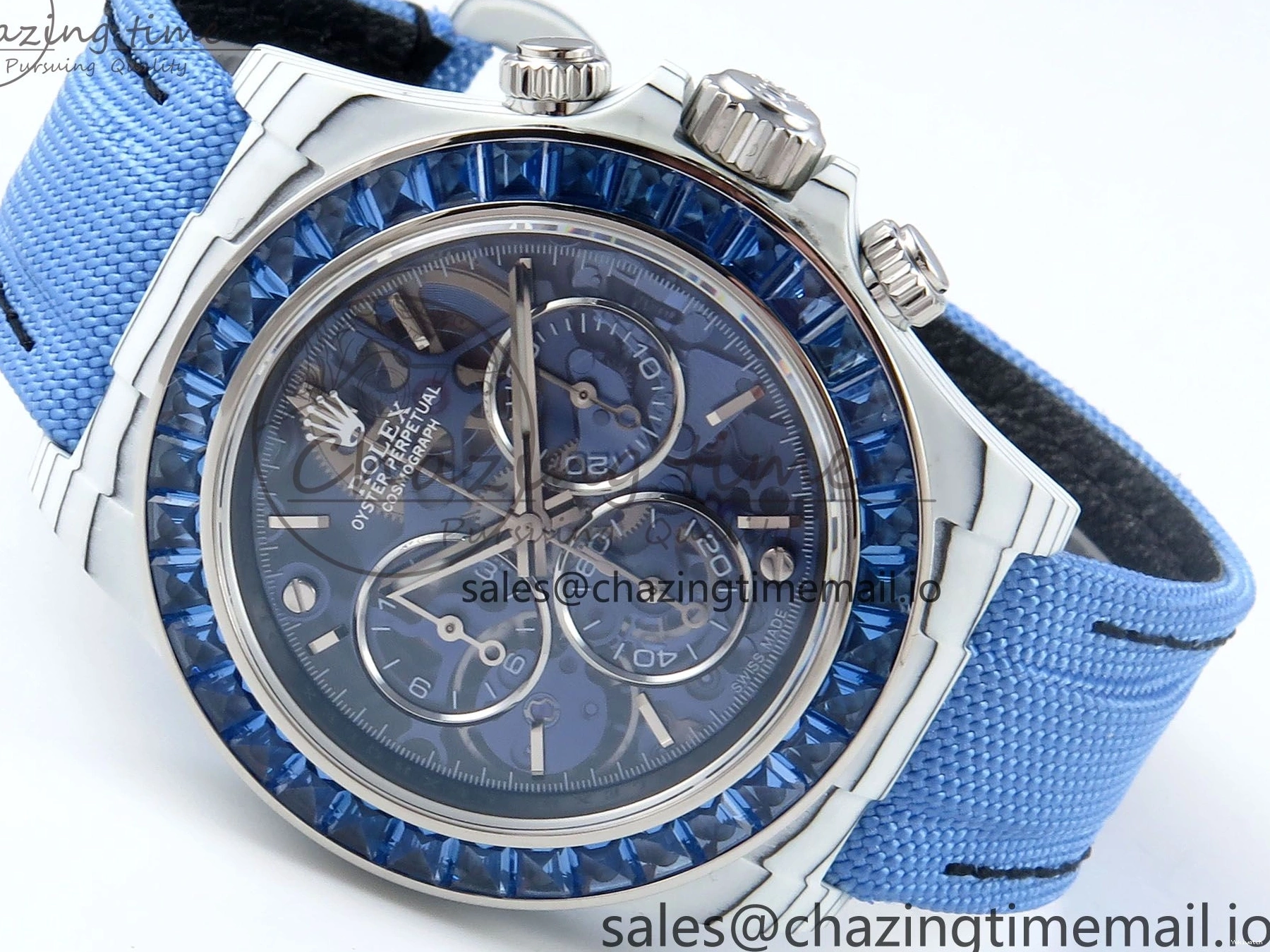 Carbon REMOULD Blue on Dial Bezel Edition DD4802 White Diamonds GETF Best Strap Blue Skeleton ZIF Nylon Blue Daytona 0331
